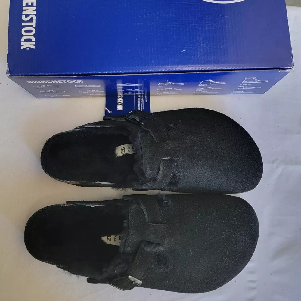 Birkenstock Boston Shearling Color Midnight Suede